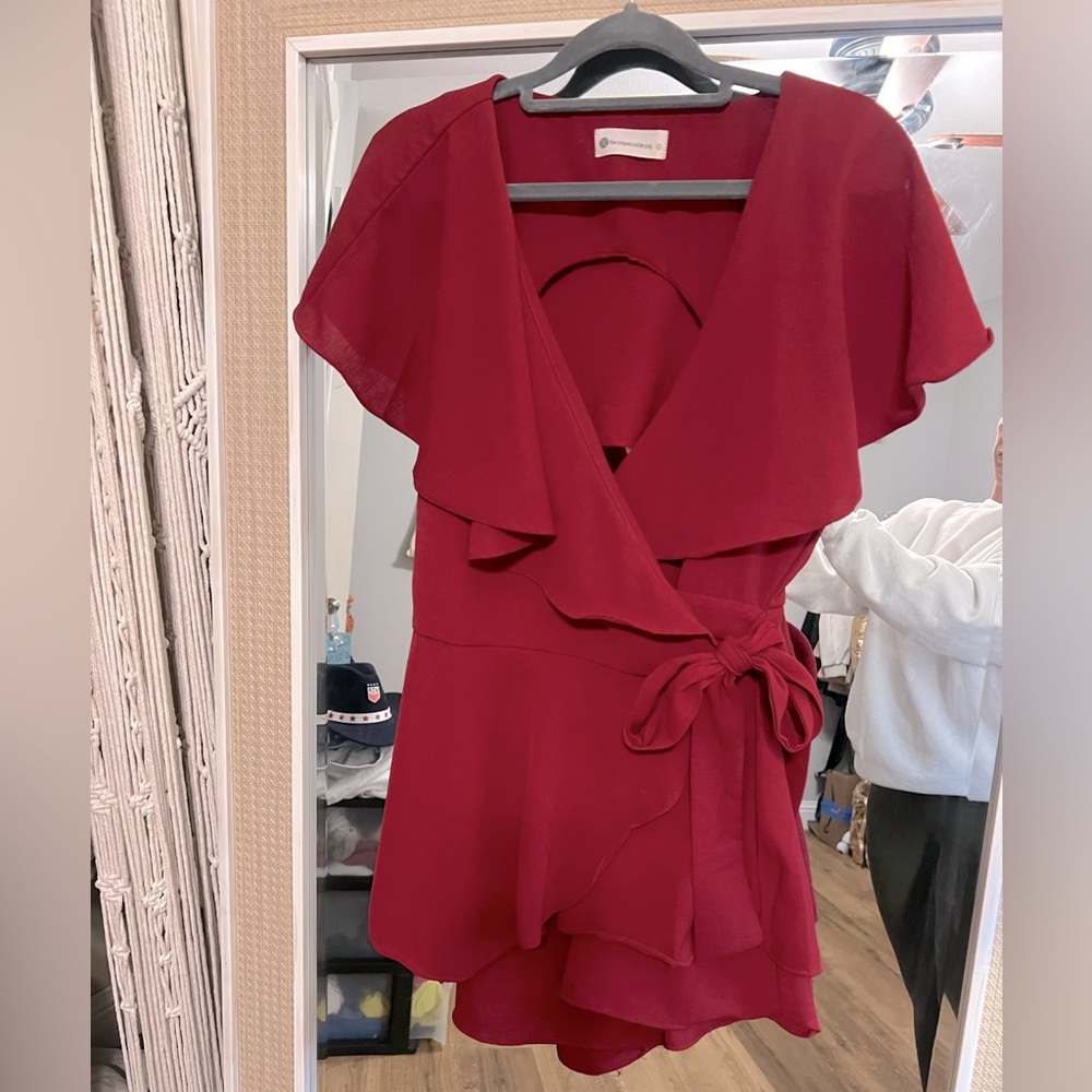 Impeccable Pig - maroon Red Wrap skort dress